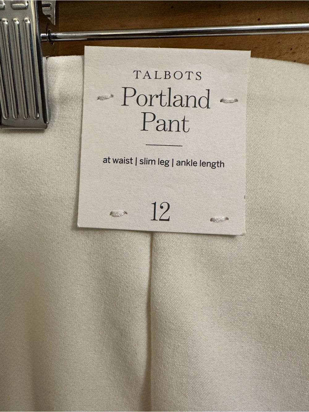 Talbots Cream Slim-Leg Ankle Pant